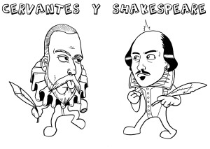 Dibujo Cervantes y Shakespeare