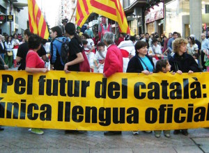 Manifestación contra el bilingüismo en Cataluña