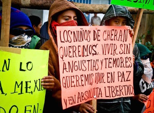 Niños en México se manifiestan para vivir en paz